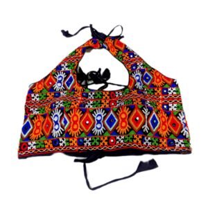 Sleeveless Pattern Stylish Blouse with Fully Covered Gujarati Embroidery