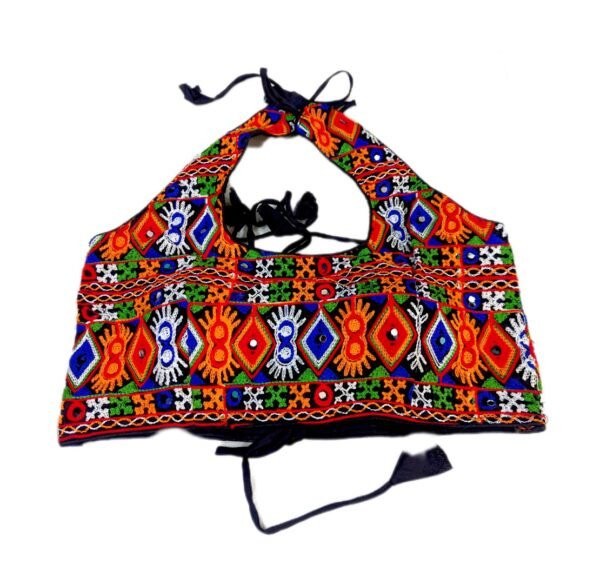 Sleeveless Pattern Stylish Blouse with Fully Covered Gujarati Embroidery