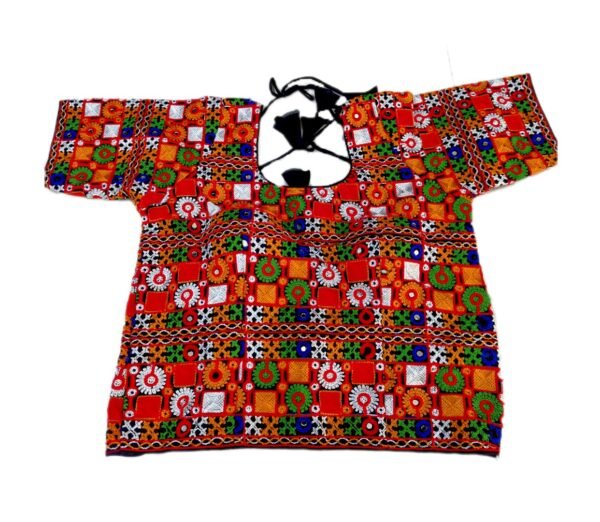 Fully Covered Gujarati Embroidery Long Blouse - Image 4