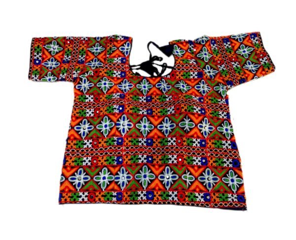 Fully Covered Gujarati Embroidery Long Blouse - Image 5