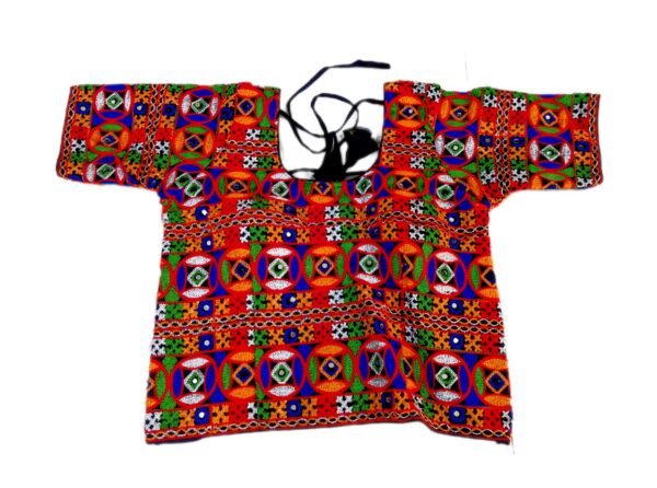 Fully Covered Gujarati Embroidery Long Blouse - Image 6