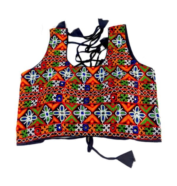 Sleeveless Blouse With Fully Covered Gujarati Embroidery