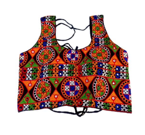 Sleeveless Blouse With Fully Covered Gujarati Embroidery - Image 3