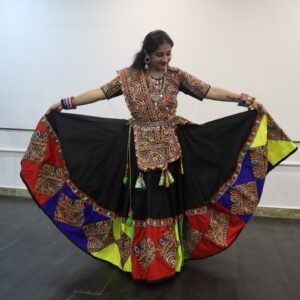 Black Chanyacholi With Colourful Border