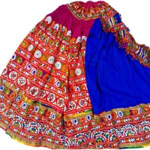 Half Blue and Half Gujarati Embroidery Chanyacholi