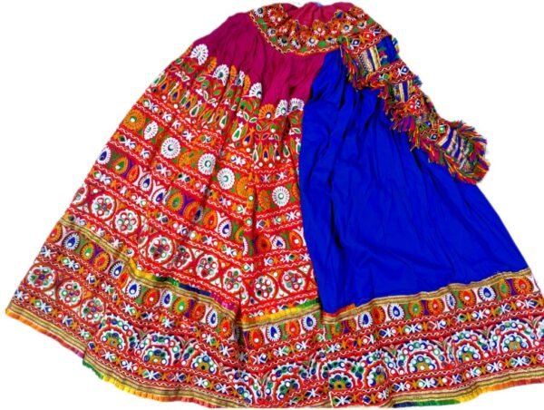 Half Blue and Half Gujarati Embroidery Chanyacholi