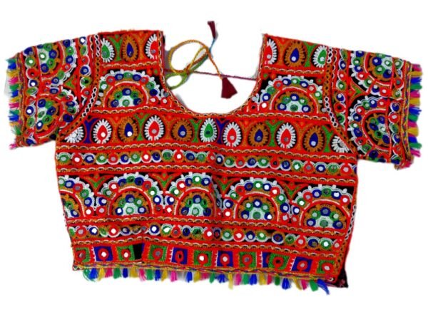 Pink Chanyacholi with Gujarati Border and Side Design - Image 3