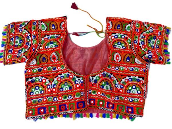 Pink Chanyacholi with Gujarati Border and Side Design - Image 2