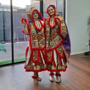 White Chanyacholi With Red Accent