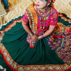 Dark Green With Gujarati Embroidery Chanyacholi