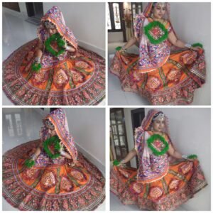 Orange Chanyacholi with White and Green Accent