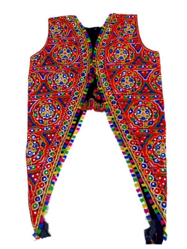 Gujarati Embroidery Covered Long Sleeveless Coat
