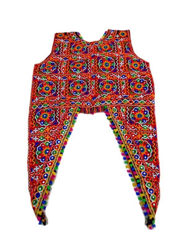 Gujarati Embroidery Covered Long Sleeveless Coat - Image 4