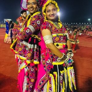 Pink and Black With Yellow Accent Couple Dress