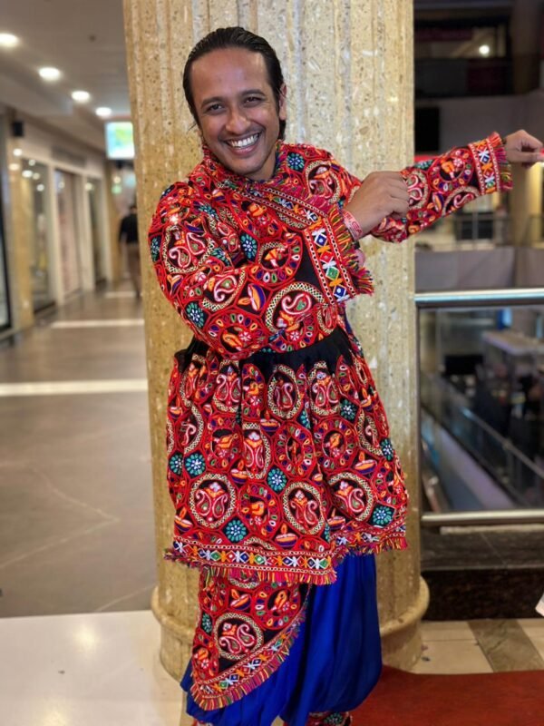 Multi-Colour / Blue Kedias With Side Dupatta Attached - Image 6