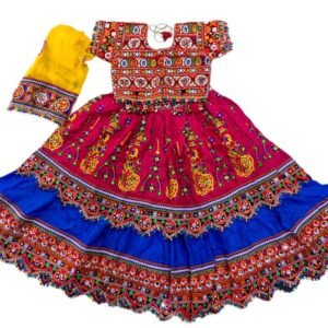 2 Layers Pink and Blue Chanyacholi with Gujarati Border