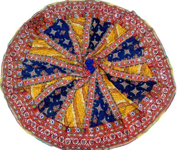 Yellow and Navy Blue Gujarati Chanyacholi with Customizable Dupatta Options