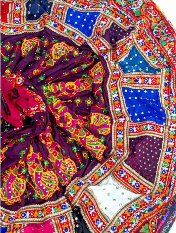 Deep Purple and Multi-Colour Gujarati Border Set - Image 2
