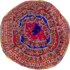 3 Layers Vibrant Pink, Blue, and Red Chanyacholi with Gujarati Border