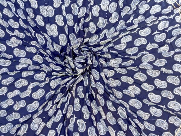 Dark Blue Lehenga with White Gujarati Print - Image 2