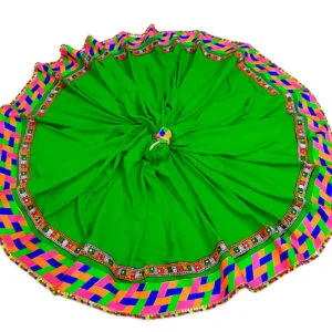 Green Lehenga with Colourful Border