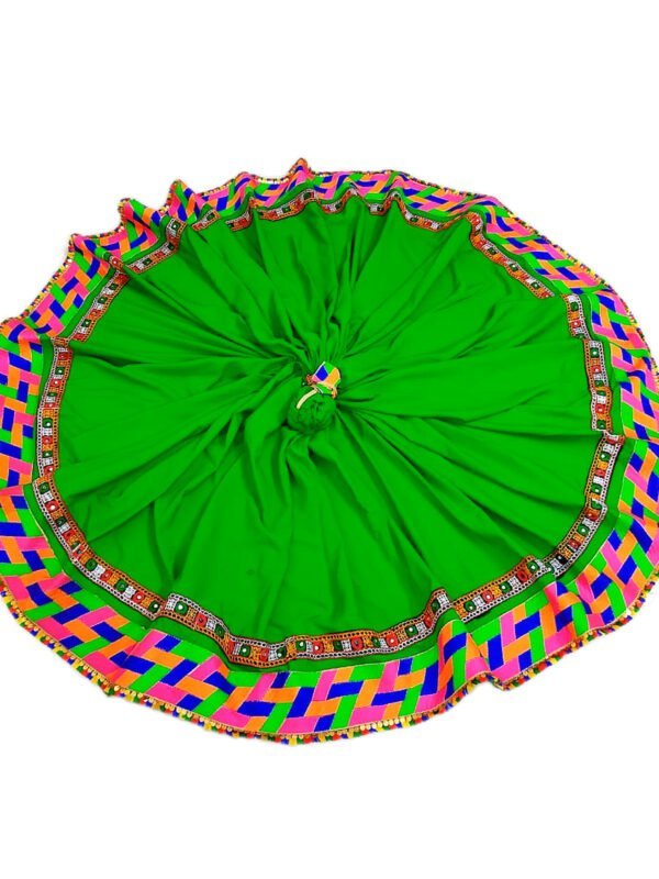 Green Lehenga with Colourful Border