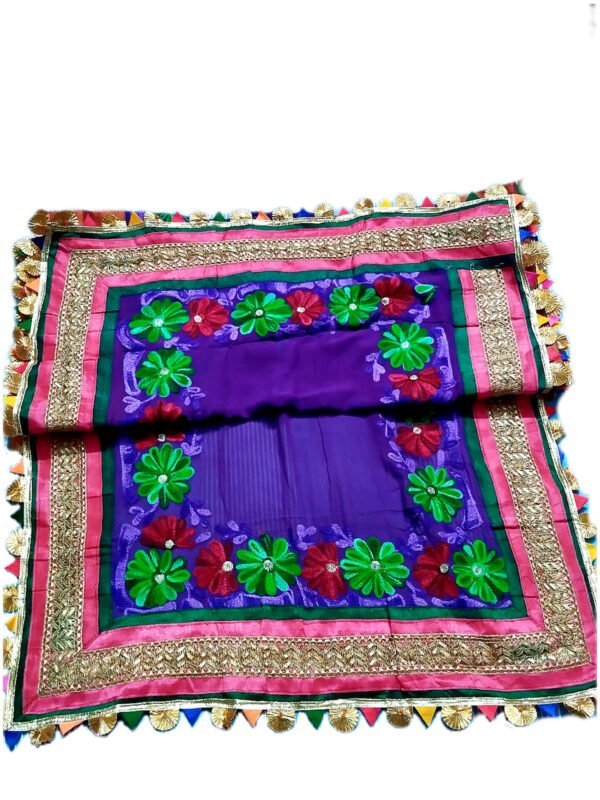 Dark Aqua Green/Purple/Pink Dupatta - Image 2