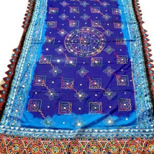 Blue Dupattas with Classic Gujarati Embroidery Border
