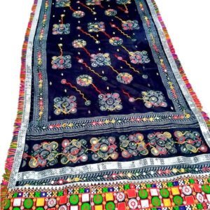 Black Dupattas with Classic Gujarati Embroidery Border