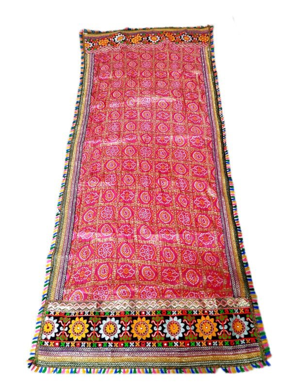 Pink/Orange/Purple Dupatta with Gujarati/Flower Border