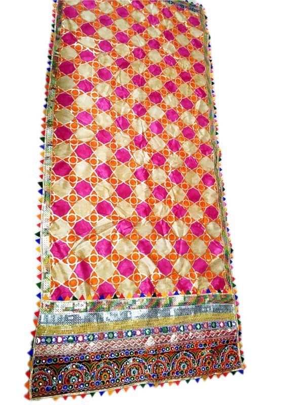 Elegant Semi Circle Gujarati Embroidery Border Dupattas