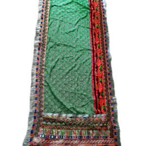 Green Dupatta With Classic Gujarati Embroidery Border