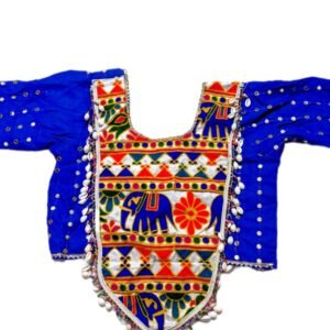 Blue Blouse with White Embroidery Work