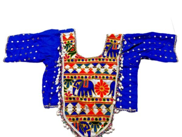Blue Blouse with White Embroidery Work