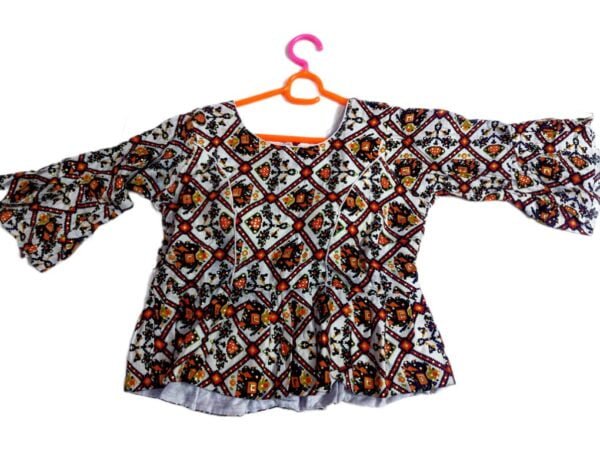 White Printed Kedia Style Blouse