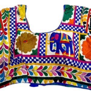 Classic Gujarati Embroidery White Blouse