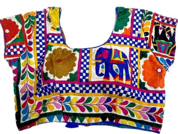 Classic Gujarati Embroidery White Blouse