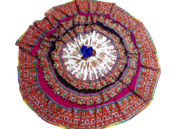 3 Layers White, Black and Pink Chanyacholi with Gujarati Embroidery Border - Image 2