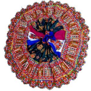 Short Dark Green Chanyacholi with White, Pink and Blue Layers