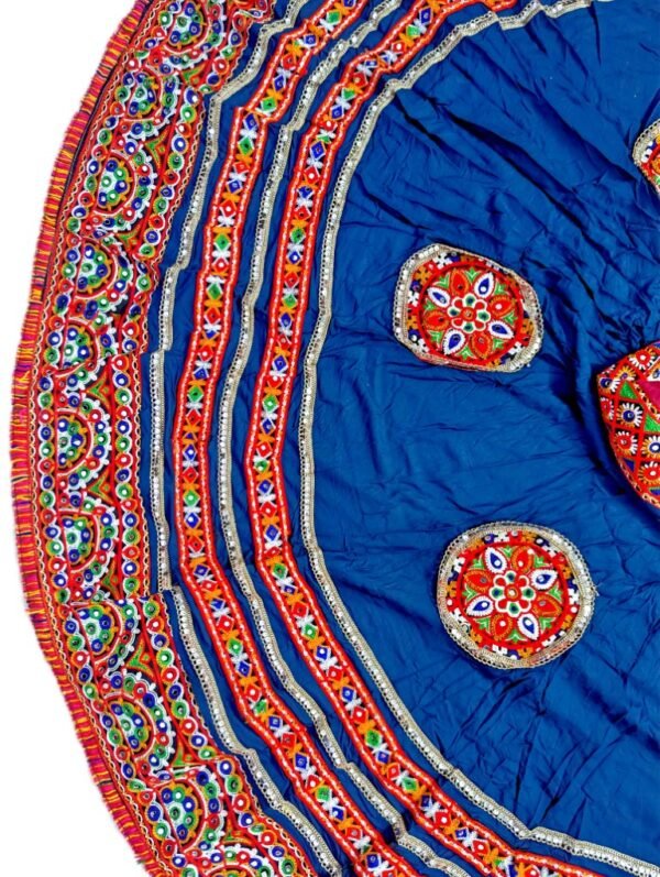 Blue Chanyacholi with Gujarati Embroidery Border - Image 2