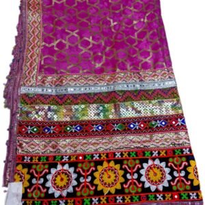 Purple Dupatta with Gujarati Embroidery Border