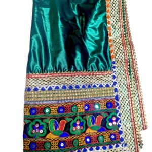Shining Green Dupatta with Gujarati Embroidery Border