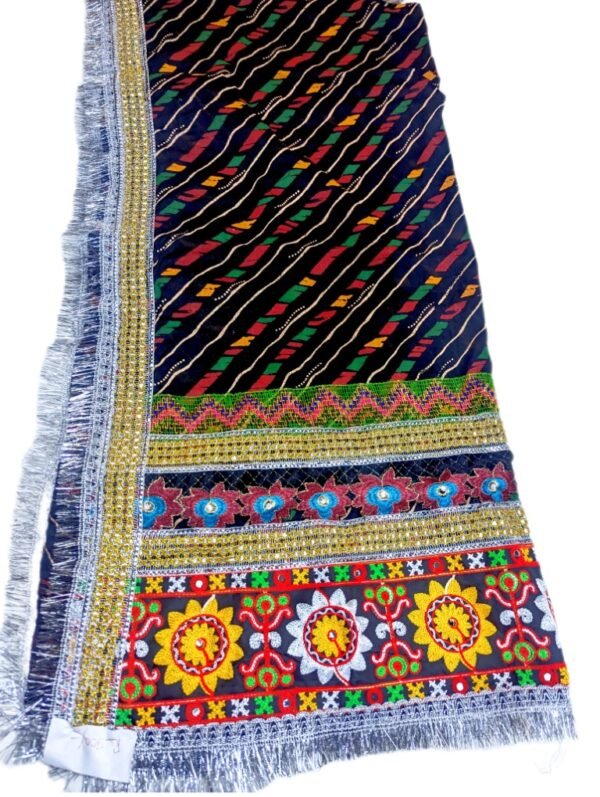 Black Dupatta with Gujarati Border