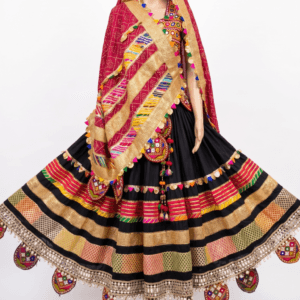 Black Chanyacholi With Red Accent