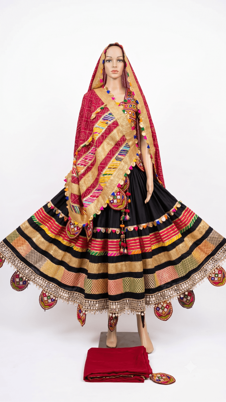 Black Chanyacholi With Red Accent