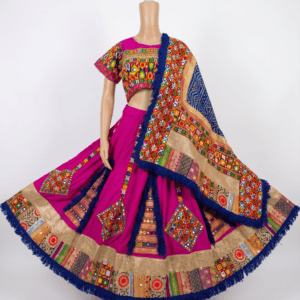 Pink Chanyacholi With Blue Accent