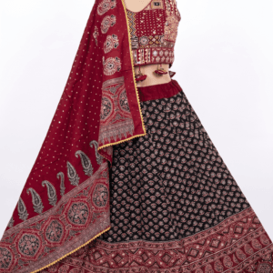 Elegant Black Maroon Print Chanyacholi