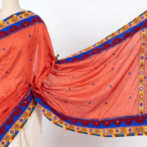 Red Dupatta With Blue Accent
